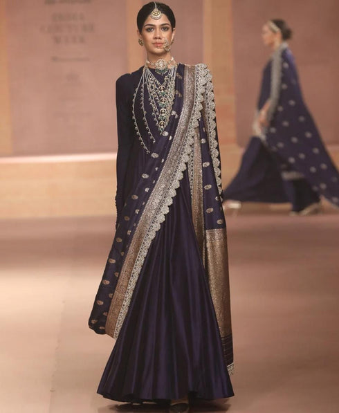 Purple Chanderi Anarkali Set